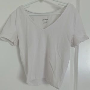 White V Neck Cropped Tee from Wild Fable